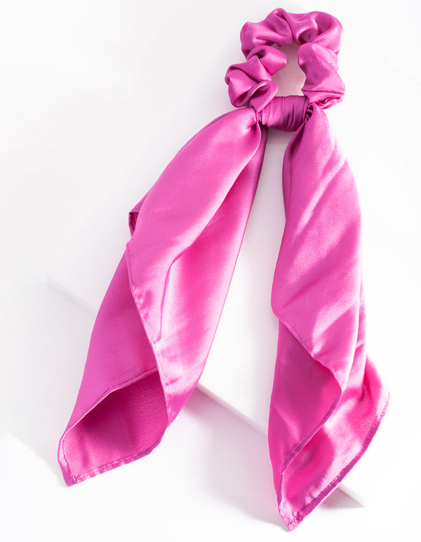 Fuchsia Satin Scarf Scrunchie