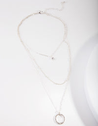 Silver Diamante Circle Layered Necklace - link has visual effect only