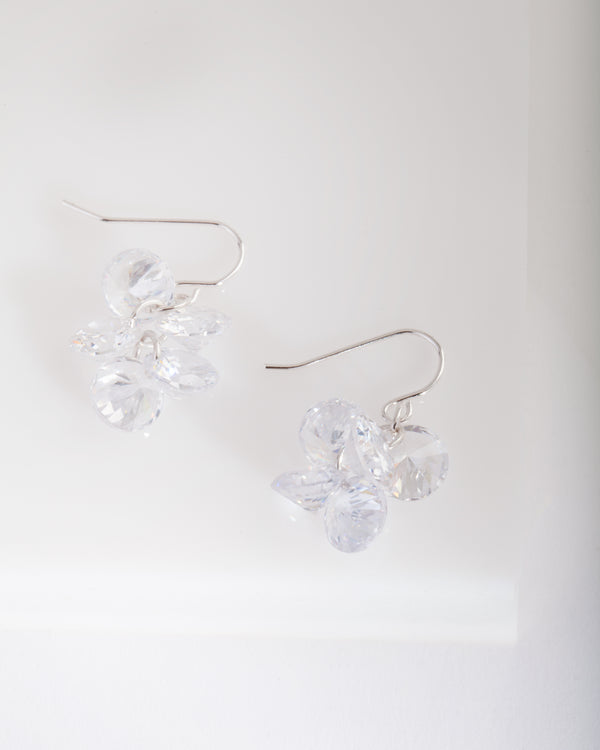 Silver Cubic Zirconia Cluster Earrings