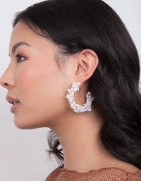 White Stone Pearl Hoop Earrings - link has visual effect only