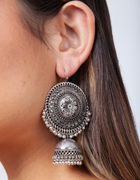 Antique Silver Detailed Earrings - link has visual effect only