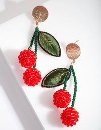 Beaded Cherry Drop Earrings - link has visual effect only