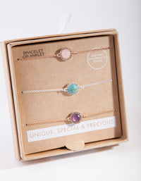 Mixed Metal Diamante Semi Precious Bracelet Pack - link has visual effect only