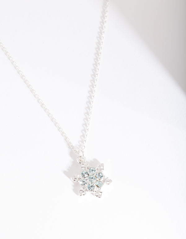 Silver Diamante Snowflake Necklace