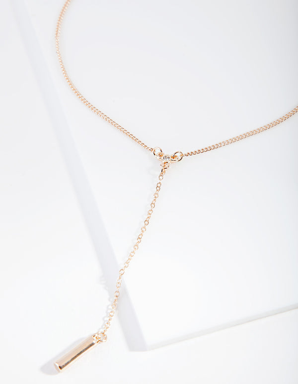 Gold Diamante Stack Drop Necklace