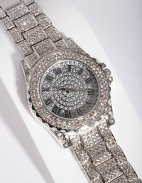 Silver Large Mega Bling Watch - link has visual effect only