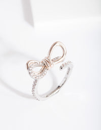 Mixed Metal Cubic Zirconia Open Bow Ring - link has visual effect only