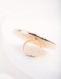 Gold Large Textured Disc Ring - link has visual effect only