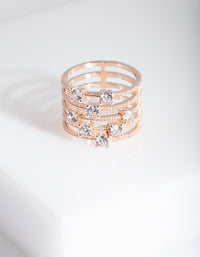 Rose Gold Diamante Stack Ring - link has visual effect only