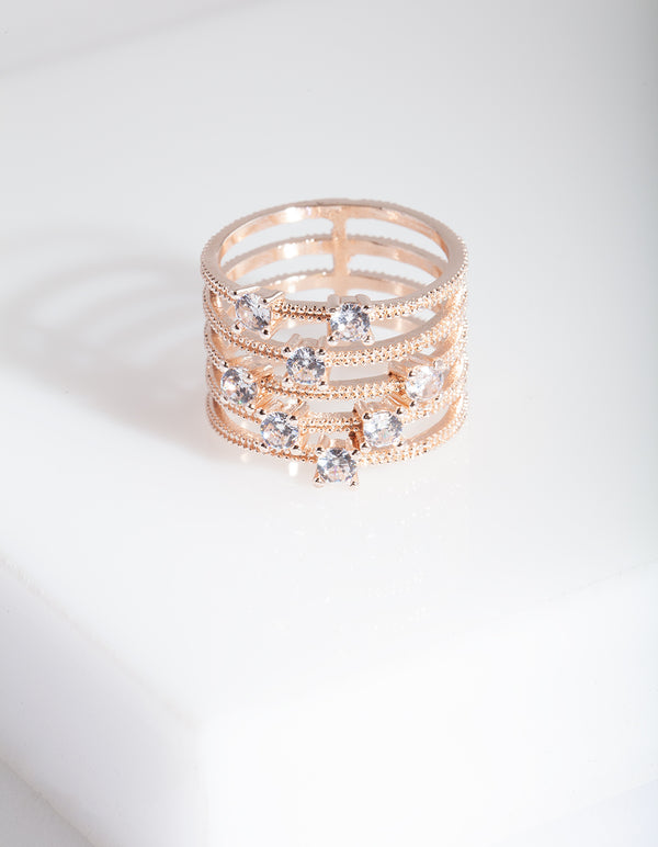 Rose Gold Diamante Stack Ring