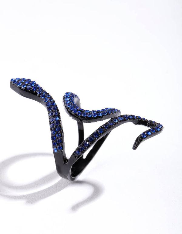 Blue Diamante Snake Ring