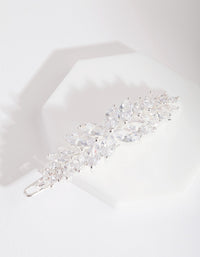 Cubic Zirconia Rose Silver Laurel Hair Clip - link has visual effect only