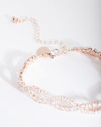 Rose Gold Cubic Zirconia Weave Bracelet - link has visual effect only