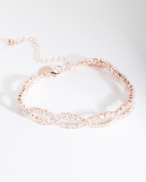 Rose Gold Cubic Zirconia Weave Bracelet