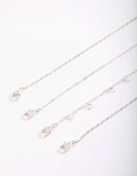 Silver Cubic Zirconia Anklet Bracelet Pack - link has visual effect only