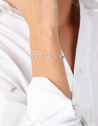 Silver Cubic Zirconia Anklet Bracelet Pack - link has visual effect only