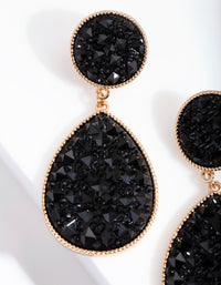 Black Embellished Teardrop Earrings - link has visual effect only