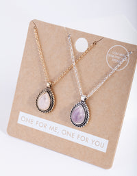 Mixed Metal Semi Precious Teardrop Necklace Set - link has visual effect only