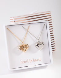 Mixed Metal Heart Necklace Pack - link has visual effect only