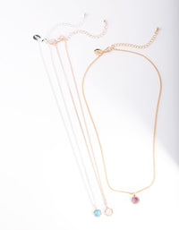 Mixed Metal Diamante Semi Precious Necklace Pack - link has visual effect only