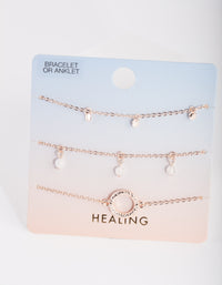 Rose Gold Jingly Crater Bracelet Anklet 3 Pack - link has visual effect only