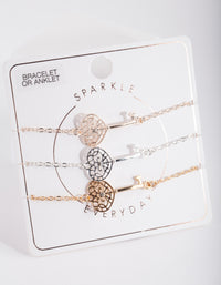 Mixed Metal Filigree Key Bracelet & Anklet Pack - link has visual effect only