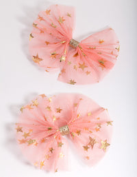 Kids Star Tulle Bow Hair Clip Pack - link has visual effect only