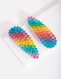 Kids Rainbow Ombre Pearl Hair Clip Duo - link has visual effect only