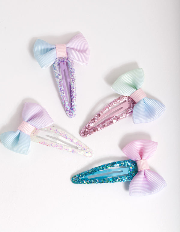 Kids 1cm Ombre Bow Clip 6-Pack