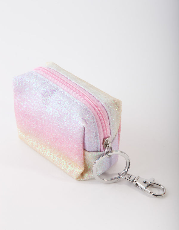 Kids Rainbow Glitter Purse Keyring