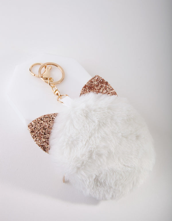 Kids Fluffy White Keyring