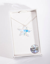 Silver Diamond Simulant Star Crystal Drop Necklace - link has visual effect only