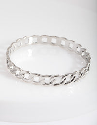 Rhodium Chain Link Bangle - link has visual effect only