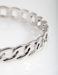 Rhodium Chain Link Bangle - link has visual effect only