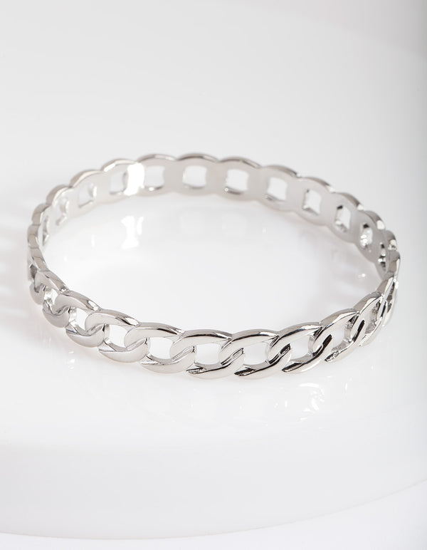 Rhodium Chain Link Bangle