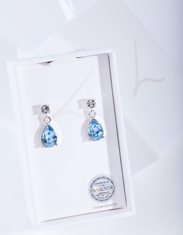 Aqua Diamond Simulant Teardrop Earrings