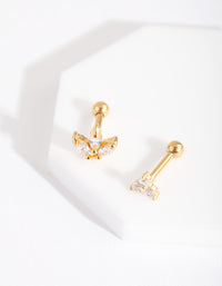 Gold Surgical Steel Diamante Cluster Barbell Pack - link has visual effect only