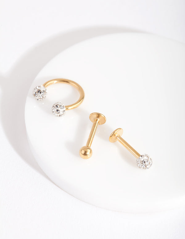 Gold Disco Ball Flat Back Earring Pack