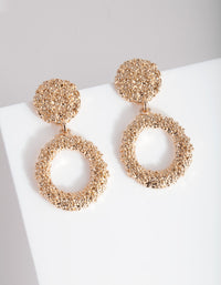 Mini Gold Textured Round Drop Earrings - link has visual effect only