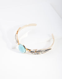 Gold Turquoise Faux Feather Cuff Bracelet - link has visual effect only