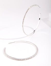 Silver Oversized Diamante Hoop Earrings - link has visual effect only