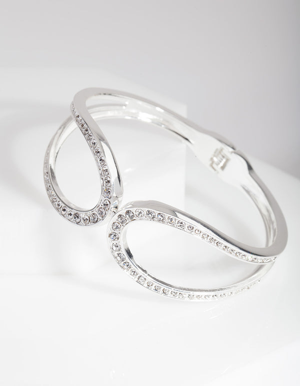 Silver Crystal Loop Bangle