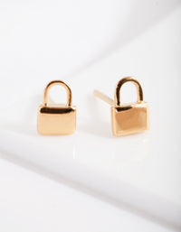 Gold Plated Sterling Silver Padlock Stud Earrings - link has visual effect only