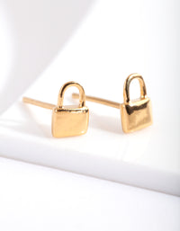 Gold Plated Sterling Silver Padlock Stud Earrings - link has visual effect only