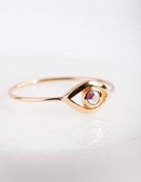 Gold Plated Diamante Evil Eye Ring - link has visual effect only