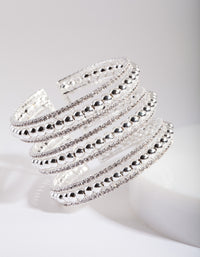 Silver Toned Multi Row Diamante Cuff - link has visual effect only