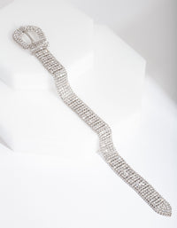 Rhodium Diamante Buckle Bracelet - link has visual effect only