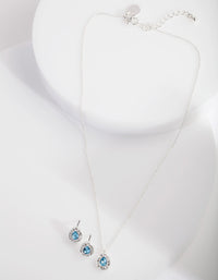 Blue Diamond Simulant Teardrop Earrings & Necklace Set - link has visual effect only