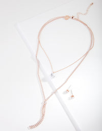 Rose Gold Cubic Zirconia Layer Jewellery Set - link has visual effect only