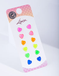 Kids Silver Rainbow Heart Stud Earring 6-Pack - link has visual effect only